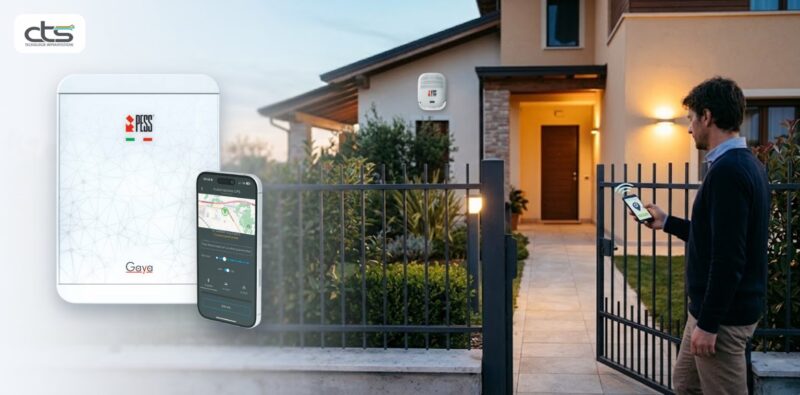 Centrale PESS GAYA con app GeoPESS e sirena URANIA FLYK su una villetta - CTS Tecnologie