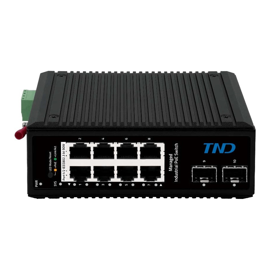 TND SW-IND-POE8-L2-MANAG - Switch PoE industriale L2 gestito 8 porte Gigabit + 2 SFP